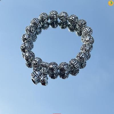 Chuỗi đeo tay bạc thái thần chú Om Mani Padme Hum